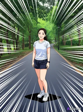 Workout photo from a running session, restyled by ActivArt in the Anime style with the athlete's face and pose preserved