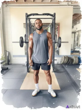 Workout photo from a strength training session, restyled by ActivArt in the Watercolour style with the athlete's face and pose preserved