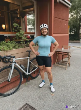 Workout photo from a road cycling session, restyled by ActivArt in the Cinematic style with the athlete's face and pose preserved