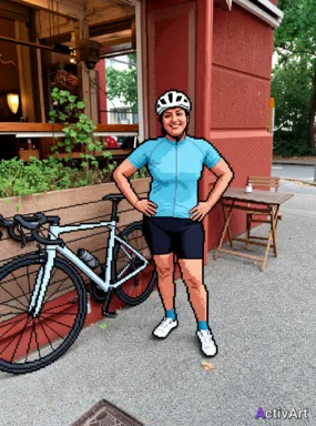 Workout photo from a road cycling session, restyled by ActivArt in the Pixel Art style with the athlete's face and pose preserved