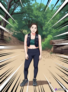 Workout photo from a trail running session, restyled by ActivArt in the Anime style with the athlete's face and pose preserved