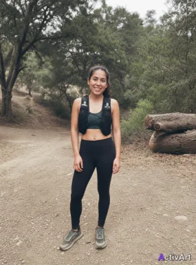 Workout photo from a trail running session, restyled by ActivArt in the Cinematic style with the athlete's face and pose preserved