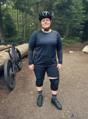 Workout photo from a mountain biking session, restyled by ActivArt in the Cinematic style with the athlete's face and pose preserved