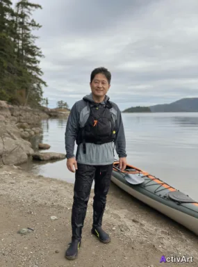 Workout photo from a recreational kayaking session, restyled by ActivArt in the Cinematic style with the athlete's face and pose preserved