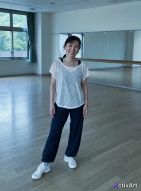 Workout photo from a dance fitness session, restyled by ActivArt with cool blue atmosphere