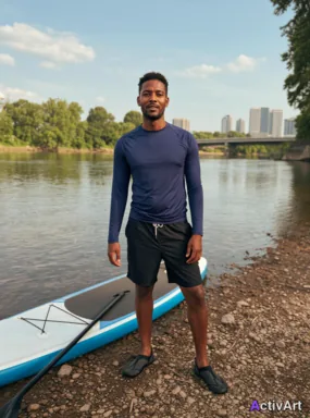 Workout photo from a stand-up paddleboarding session, restyled by ActivArt with intense atmosphere