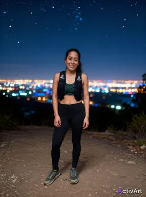 Workout photo from a trail running session, restyled by ActivArt with night atmosphere