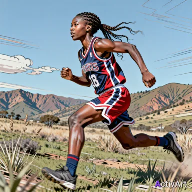 AI-generated basketball scene, created by ActivArt from the activity data alone with no photo taken