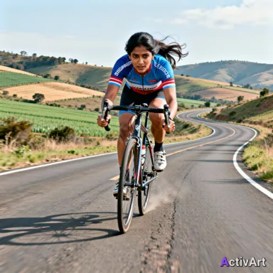 AI-generated road cycling scene, created by ActivArt from the activity data alone with no photo taken