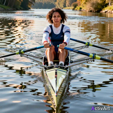 AI-generated recreational rowing scene, created by ActivArt from the activity data alone with no photo taken