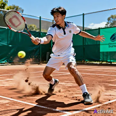 AI-generated tennis scene, created by ActivArt from the activity data alone with no photo taken