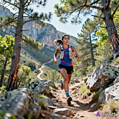 AI-generated trail running scene, created by ActivArt from the activity data alone with no photo taken