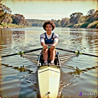 AI-generated recreational rowing scene in the Vintage Film style, created by ActivArt from activity data alone with no photo