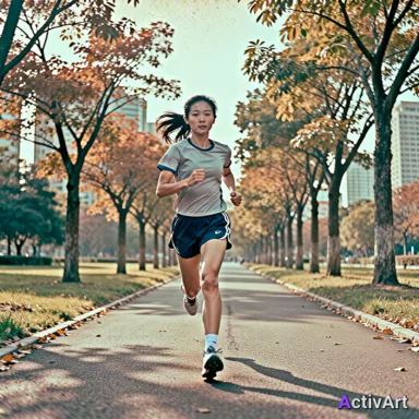 AI-generated running scene in the Vintage Film style, created by ActivArt from activity data alone with no photo