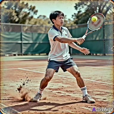 AI-generated tennis scene in the Vintage Film style, created by ActivArt from activity data alone with no photo