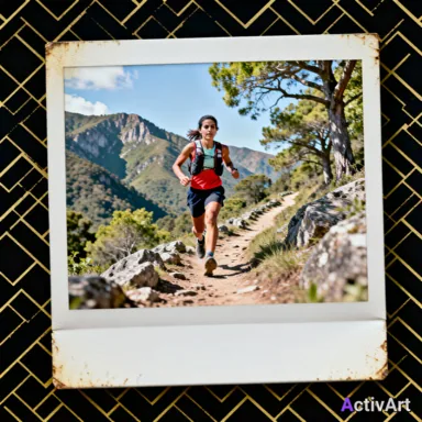 AI-generated trail running scene in the Polaroid style, created by ActivArt from activity data alone with no photo