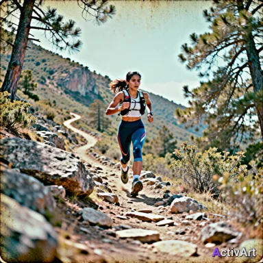 AI-generated trail running scene in the Vintage Film style, created by ActivArt from activity data alone with no photo