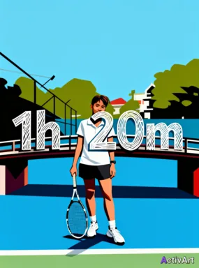 Workout photo from a tennis session, restyled by ActivArt combining graphic poster + clear + bridge