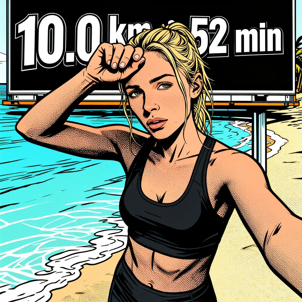 Stats overlay example: Stats on a billboard, in full comic-book style